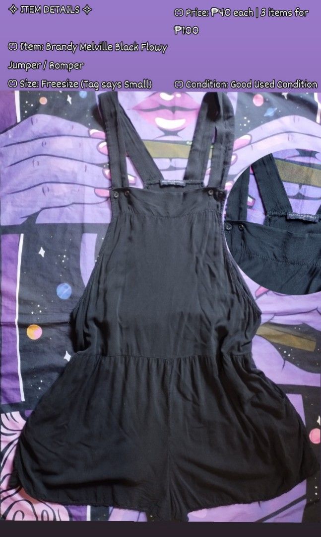 brandy melville (Category: Rompers) located in Solano. Submitted by ashamegumi (Listing ID 1468459727, Image 1). Description: shipping via J&T EXPRESS SF: 54PHP & above.