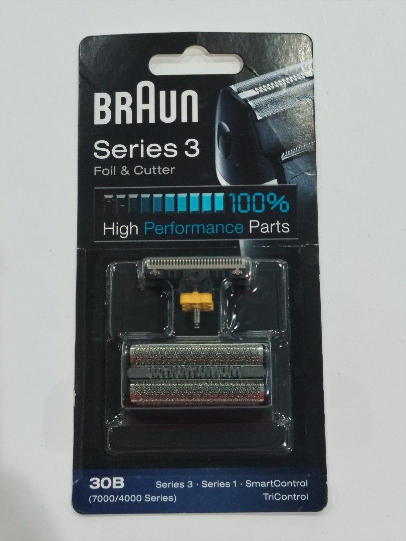 Braun Series 3 Foil & Cutter 30B Replacement Part (Category: Men's Grooming) located in Manila. Submitted by riley1205 (Listing ID 1468368728, Image 1). Description: - Authentic Braun 30B foil and cutter block replacement part - Made in Germany for superior shaving quality - Brand new and sealed in original retail packaging - Compatible with Braun Series 3, Series 1, SmartControl, and TriControl shavers (7000 and 4000 series compatible) - Easy to