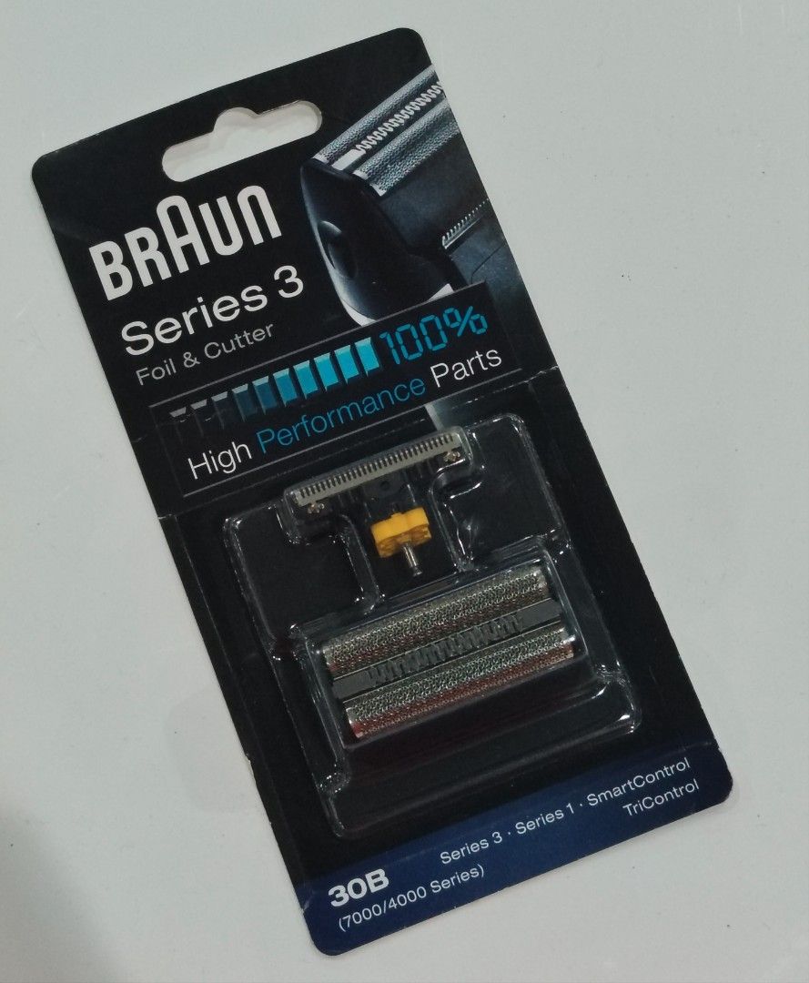 Braun Series 3 Foil & Cutter 30B Replacement Part (Category: Men's Grooming) located in Manila. Submitted by riley1205 (Listing ID 1468368728, Image 2). Description: - Authentic Braun 30B foil and cutter block replacement part - Made in Germany for superior shaving quality - Brand new and sealed in original retail packaging - Compatible with Braun Series 3, Series 1, SmartControl, and TriControl shavers (7000 and 4000 series compatible) - Easy to