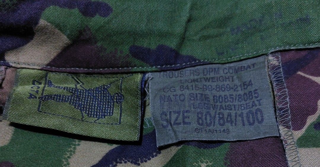 British DPM Lightweight Combat Torusers (Category: Activewear) located in Baguio. Submitted by wagwagan_001 (Listing ID 1468390801, Image 2). Description: Excellent condition 80/84/100 W: 33 L: 42.5.