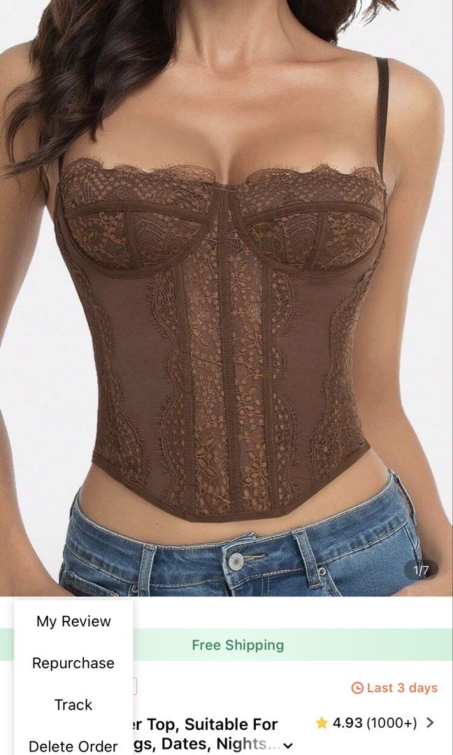 brown corset (Category: Sleeveless) located in Manila. Submitted by kd.preloved (Listing ID 1468396340, Image 1). Description: size xxs but can fit pa rin sa small.