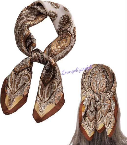 Brown paisley print scarf (Category: Scarves) located in Manila. Submitted by lineagecouture (Listing ID 1468363255, Image 2). Description: 27.55x27.55 inches approximate No cod no cop no meet up Tondo Disclaimer: Color and prints may have difference with actual due to camera and lighting and patterns used Payment first bago book.