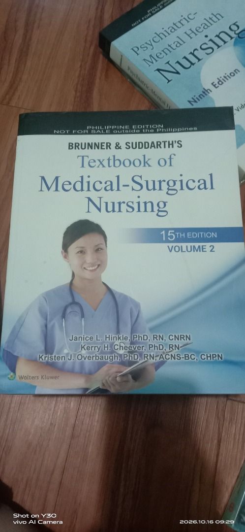 Brunner & Suddarth Medical-Surgical Nursing 15th Edition Vol. 1 & 2 + Study Guide (Category: Textbooks) located in Caloocan City. Submitted by zin2xx (Listing ID 1468307733, Image 3). Description: Brunner & Suddarth's Textbook of Medical-Surgical Nursing, 15th Edition Includes: Volume 1 Volume 2 Study Guide Condition: Pre-loved / secondhand. Please check the photos for the actual condition. Price: ₱2,900 for the complete set. 📍 Location: Valenzu