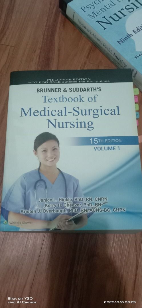 Brunner & Suddarth Medical-Surgical Nursing 15th Edition Vol. 1 & 2 + Study Guide (Category: Textbooks) located in Caloocan City. Submitted by zin2xx (Listing ID 1468307733, Image 2). Description: Brunner & Suddarth's Textbook of Medical-Surgical Nursing, 15th Edition Includes: Volume 1 Volume 2 Study Guide Condition: Pre-loved / secondhand. Please check the photos for the actual condition. Price: ₱2,900 for the complete set. 📍 Location: Valenzu