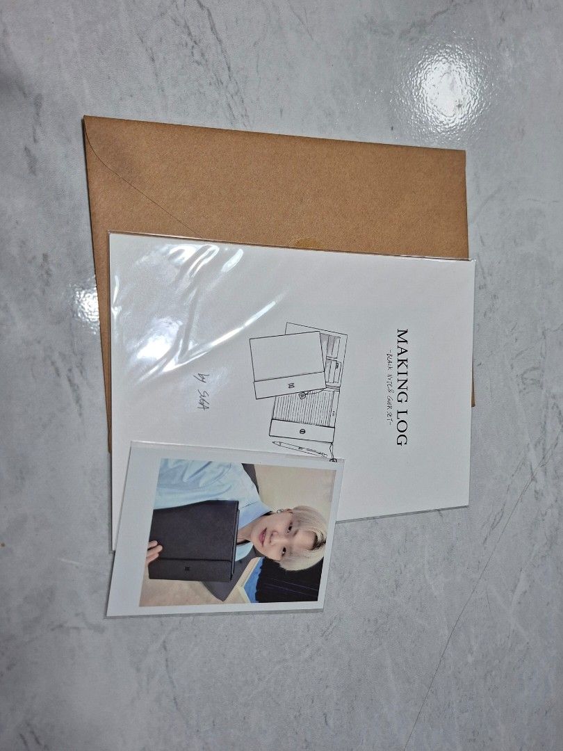 BTS Suga Making Log Black Note and Cover Set Photocard (Category: K-Wave Merchandise) located in Vigan. Submitted by fenrear (Listing ID 1468296414, Image 1). Description: - Official BTS Suga Making Log and Photocard - Stored in a protective sleeve, clean condition overall mod: jnt or lbc.