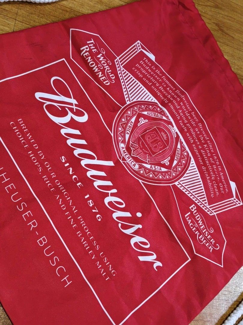 BUDWEISER STRING BAG (Category: Backpacks) located in Muntinlupa City. Submitted by nofame12 (Listing ID 1468391331, Image 3). Description: PLEASE CHECK THE DETAILS OF THE ITEM ON FIRST PHOTO. LOCATION - SUCAT MUNTINLUPA CITY.