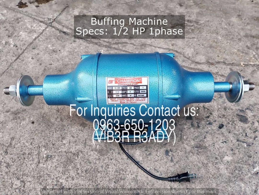 Buffing Machine Specs: 1/2 HP 1phase (Category: Other Home Furniture) located in Manila. Submitted by ramoseliza33488 (Listing ID 1468359608, Image 1). Description: .