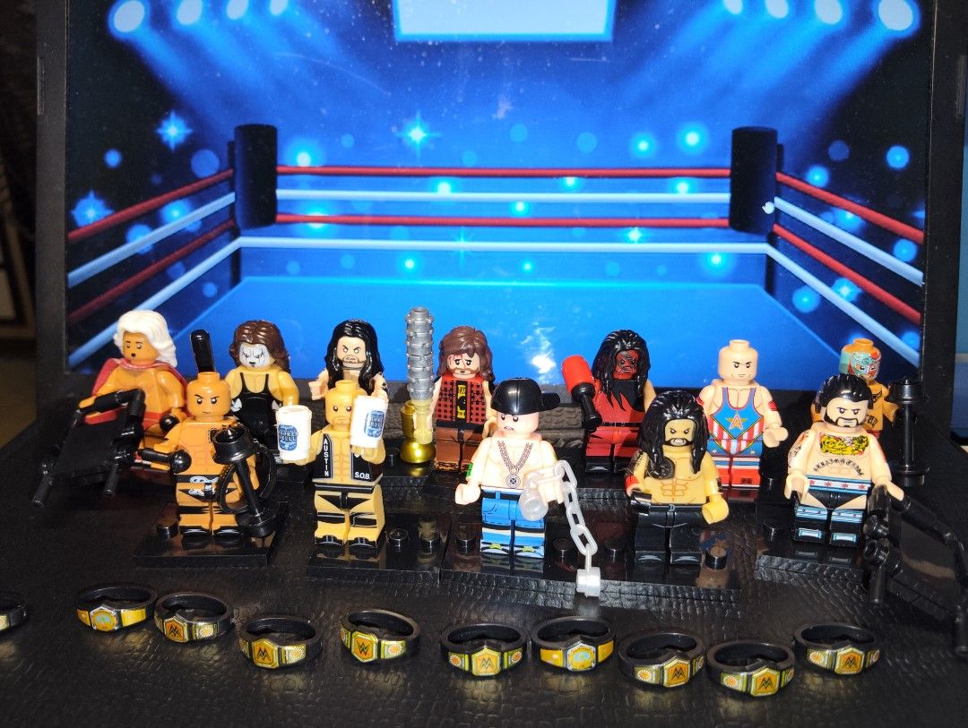 Building Blocks WWE Wrestling Set (Category: Lego & Building Sets) located in San Pablo. Submitted by thebeehivecollectibles (Listing ID 1468404494, Image 1). Description: Building Blocks with 12 WWE characters includes Ric Flair, Sting, Undertaker, The Rock, Austin, Mick Foley, John Cena, Kane, Roman Reigns, Kurt angle, CM Punk and Rey Mysterio. You Will get the unbuilt Items located in Quezon City Shipping at buyer's expense and booking Cross-p