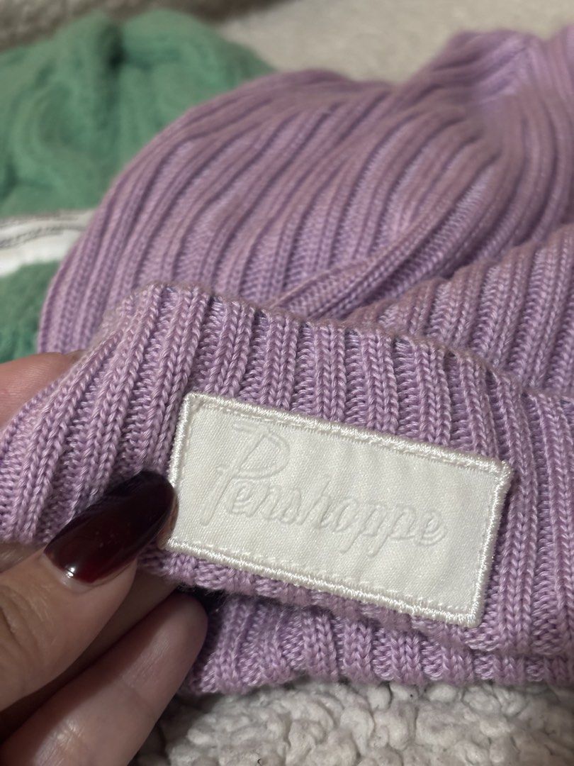 BUNDLE: Blankverse and Penshoppe Beanie Set (Category: Hats & Beanies) located in Pasig City. Submitted by mheyc (Listing ID 1468393454, Image 3). Description: - Bundle of 2 stylish winter beanies - Mint green cable knit beanie with Blankverse front label - Light purple ribbed knit beanie with Penshoppe fabric patch - Warm, cozy material ideal for chilly weather - Stretchy fit suitable for most head sizes - Clean and well-maintained condition. Ma