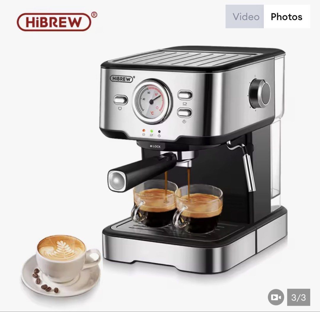 BUNDLE: HiBrew 20 Bar Espresso Machine & Wancle Coffee Grinder (Category: Coffee Machines & Makers) located in Pasig City. Submitted by springcleaningcece (Listing ID 1468357990, Image 1). Description: - Complete home cafe bundle: HiBrew 20-bar espresso machine and Wancle burr coffee grinder -Ideal for first time espresso machine owners to practice before committing to a high end machine - Condition: well used but no damages; fully functional.