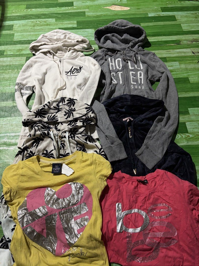 bundle hoodies top (Category: Others Tops) located in Santa Rosa. Submitted by jeremydeas56388 (Listing ID 1468457150, Image 1). Description: bundle juicy 2pcs small & large bebe size medium pink size xs hollister hoodie size xs aeropostale size small.
