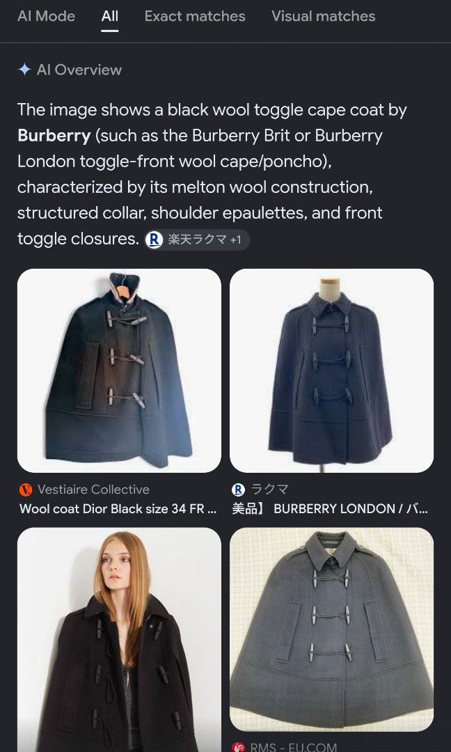 Burberry britt wool toggle cape coat (Category: Coats, Jackets and Outerwear) located in Baguio. Submitted by archival_thrifted.ph. (Listing ID 1468346355, Image 3). Description: FOR SALE‼️ . BURBERRY BRITT WOOL TOGGLE CAPE COAT . EXCELLENT CONDITION .SIZE MEDIUM ON TAG .PHP 3500 PLUS SF .❌❌ COP/COD .MOP GCASH .COURIER J&T .BAGUIO AREA .DM FOR SURE BUYER TY.