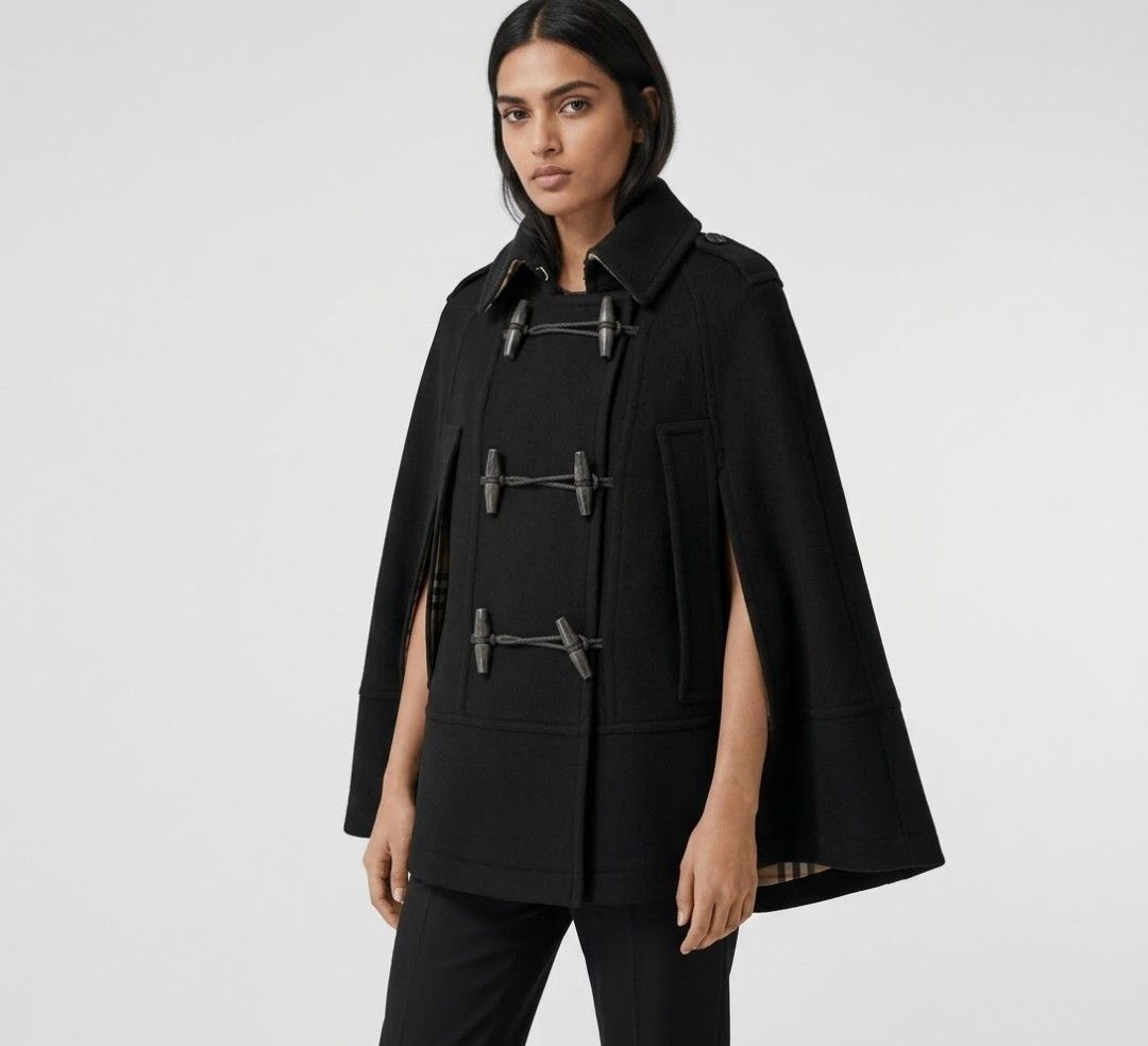 Burberry britt wool toggle cape coat (Category: Coats, Jackets and Outerwear) located in Baguio. Submitted by archival_thrifted.ph. (Listing ID 1468346355, Image 1). Description: FOR SALE‼️ . BURBERRY BRITT WOOL TOGGLE CAPE COAT . EXCELLENT CONDITION .SIZE MEDIUM ON TAG .PHP 3500 PLUS SF .❌❌ COP/COD .MOP GCASH .COURIER J&T .BAGUIO AREA .DM FOR SURE BUYER TY.