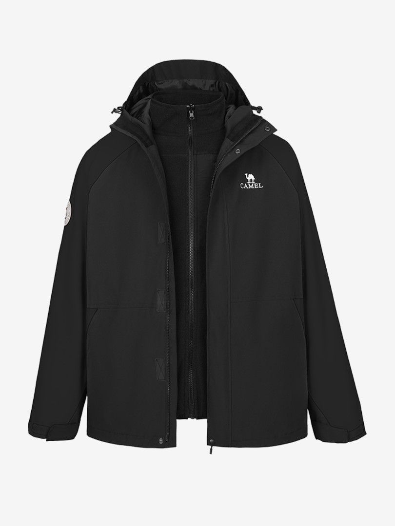 Camel Black Waterproof 3-in-1 Winter Jacket (Category: Coats, Jackets and Outerwear) located in Manila. Submitted by ericksongene.1118 (Listing ID 1468288097, Image 3). Description: - Brand/Model: Camel Waterproof Jacket - Color: Solid Black - 3-in-1 Design: Includes a detachable inner fleece liner for extra warmth - Weather Protection: Waterproof exterior with an adjustable hood and velcro cuffs - Storage: Secure zippered pockets for your essent