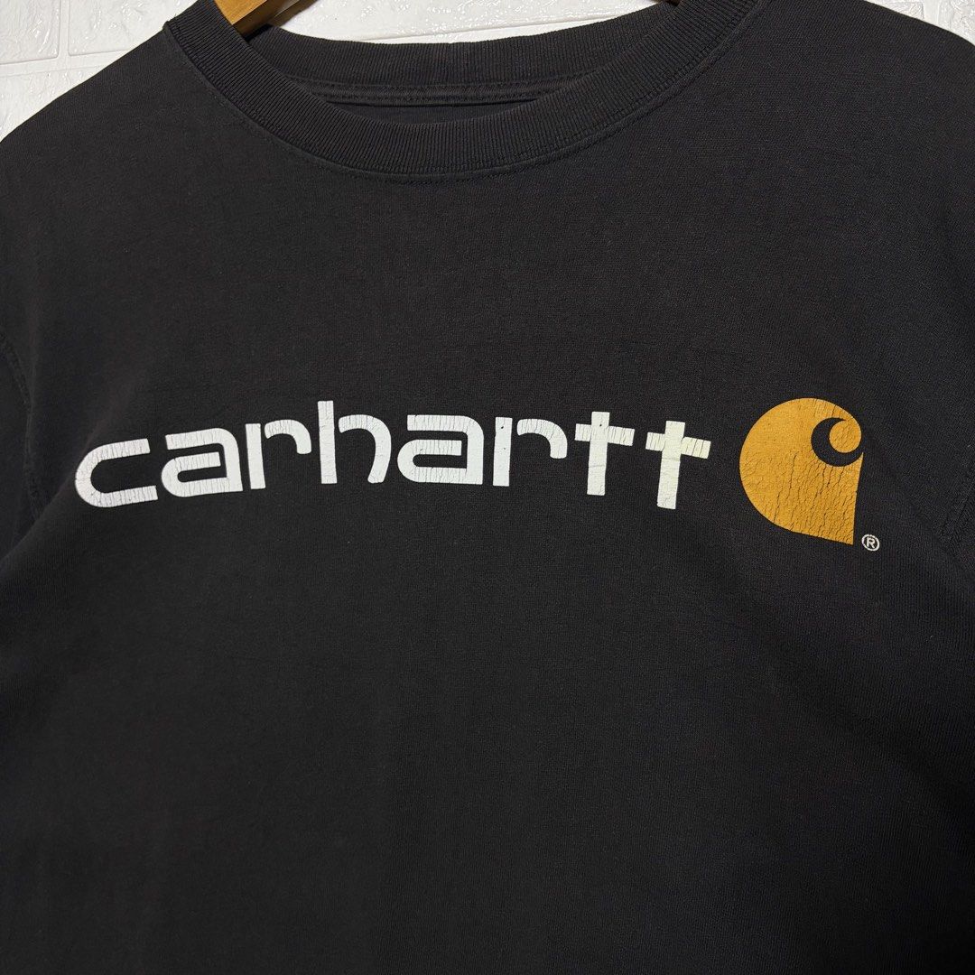 Carhartt Script T-Shirt (Category: Tshirts & Polo Shirts ) located in Palompon. Submitted by paulrojas13 (Listing ID 1468300225, Image 2). Description: Size: Small (on tag) Dimensions: 22 x 29 Condition: Good Color Rate: 8/10 Issue: Hairlines on print .