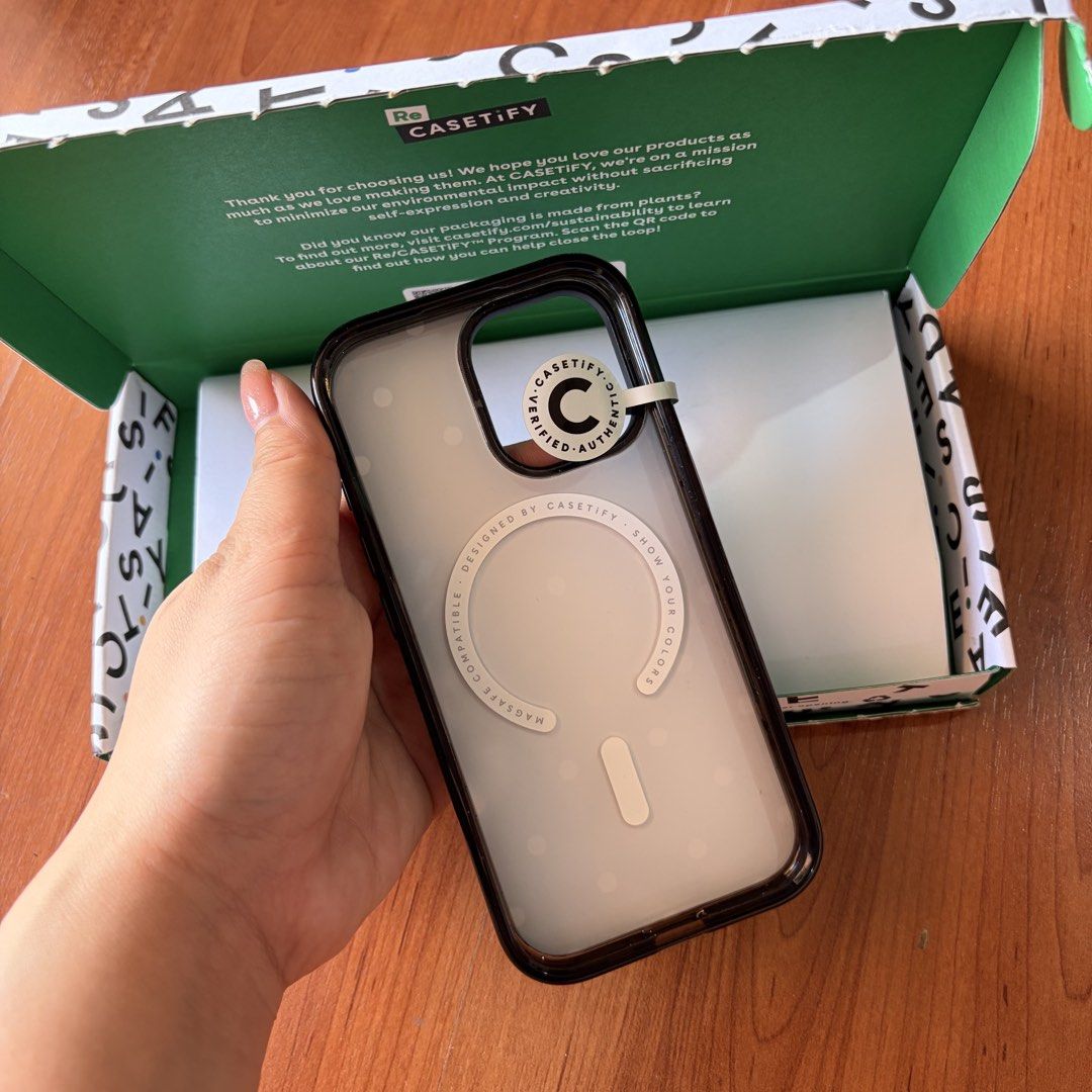 Casetify Classic Dottie Case - Iphone 17 (Category: Cases & Sleeves) located in Taguig. Submitted by shellybong (Listing ID 1468289746, Image 2). Description: Casetify Classic Dottie - Iphone 17 - used only 3x - bought from website for 4,230php - very cute polkadot design - cosmetic flaw: have white bubbles on the upper area, see last photo for reference - still in good condition - comes with original packaging - authentic, authenticity check pos
