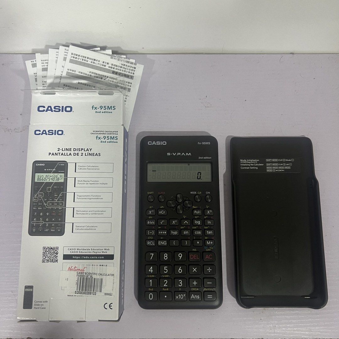 Casio fx-95MS Scientific Calculator (Category: Office & Business Technology) located in Quezon City. Submitted by falgo (Listing ID 1468339275, Image 1). Description: All working No issues Complete papers and packaging.