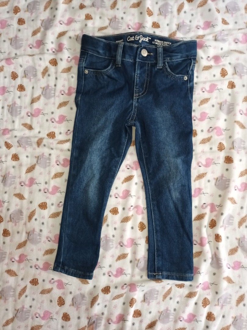 Cat & Jack Ultimate Stretch Jeans (Category: Jeans) located in Pasig City. Submitted by zeallion_149f0e (Listing ID 1468355927, Image 1). Description: - Brand: Cat & Jack - Color: Dark blue wash - Fit: Slim fit with ultimate stretch fabric - Features: Classic 5-pocket styling, front button closure, and belt loops - Condition: Great everyday staple for active kids.