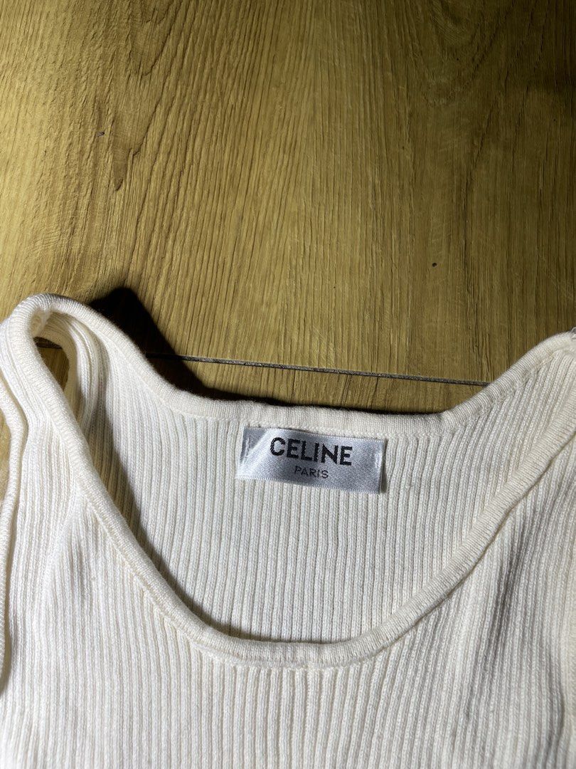 Celine tank top (Category: Sleeveless) located in Tacloban City. Submitted by susthriftshop (Listing ID 1468445080, Image 2). Description: Celine tanktop Excellent condition No flaws Aside Missing wash tag Color rate 9.8/10 .