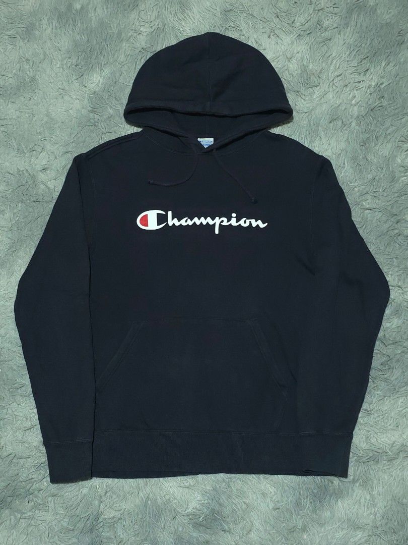 Champion Black Spellout Hoodie (Category: Hoodies) located in Abulug. Submitted by humanwhosellthings (Listing ID 1468445989, Image 1). Description: ✅️Size XL on tag fit to Large only ✅️21W x 27L ✅️Excellent Condition ✅️No issue.