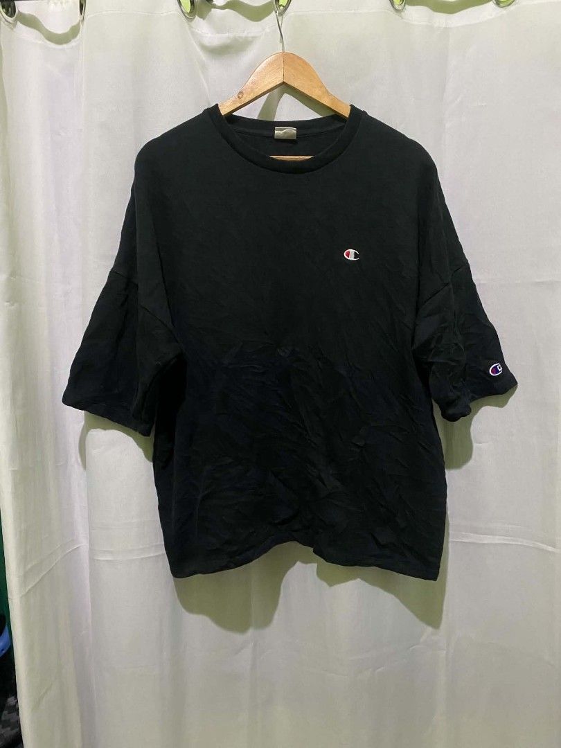 Champion Black T-Shirt Medium C3-U002 (Category: Tshirts & Polo Shirts ) located in Quezon City. Submitted by elihur.tuazon (Listing ID 1468436430, Image 1). Description: - Brand: Champion (Model: C3-U002) - Color: Black - Size: Medium - Material: 80% cotton, 20% polyester body with ribbed crew neckline - Details: Small embroidered logo on chest and sleeve patch, large outline Champion block lettering on back shoulders - Fit: Comfortable casual s