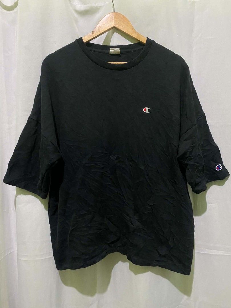 Champion Black T-Shirt Medium C3-U002 (Category: Tshirts & Polo Shirts ) located in Quezon City. Submitted by elihur.tuazon (Listing ID 1468436430, Image 3). Description: - Brand: Champion (Model: C3-U002) - Color: Black - Size: Medium - Material: 80% cotton, 20% polyester body with ribbed crew neckline - Details: Small embroidered logo on chest and sleeve patch, large outline Champion block lettering on back shoulders - Fit: Comfortable casual s