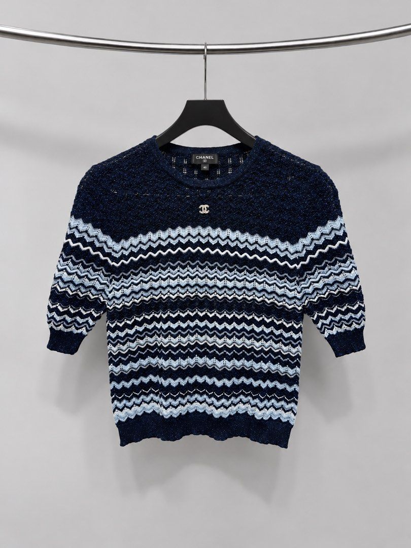 ▪️Chanel knitwear top (Category: Luxury Apparel) located in Makati City. Submitted by aveltot_rig (Listing ID 1468429538, Image 1). Description: Item: Chanel knitwear top Dimes: width: 18 x length: 21 Condition: like new! .
