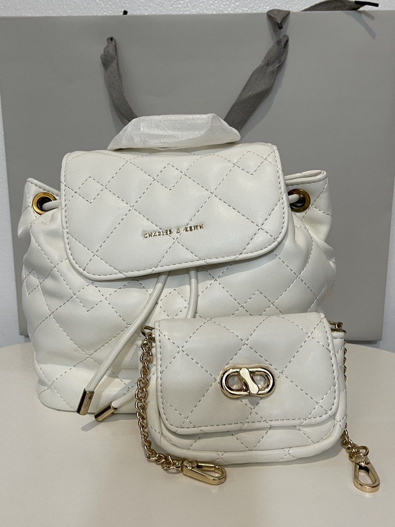 Charles & Keith Backpack - White (SALE) (Category: Backpacks) located in Pasig City. Submitted by preloved.closet2 (Listing ID 1468311734, Image 1). Description: fixed Price 1 pc Only .