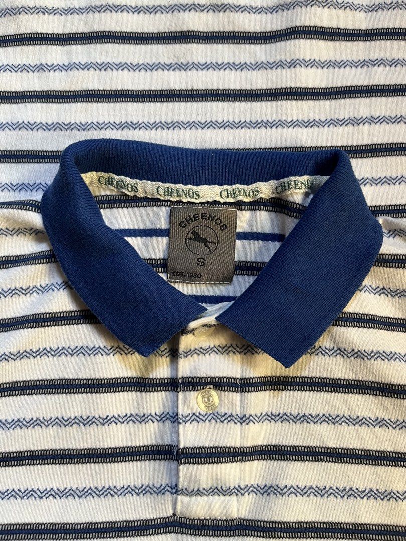 CHEENOS white and blue striped polo shirt (Category: Tshirts & Polo Shirts ) located in Manila. Submitted by ljpgdn (Listing ID 1468286027, Image 2). Description: Dm me for more deets ^u^.