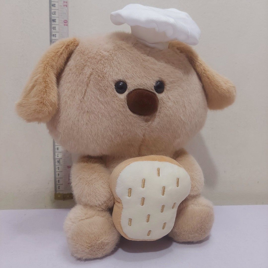 Chef Puppy - Bread Baker Plush Stuffed Toys (Category: Plushies & Soft Toys) located in Pasig City. Submitted by muffinstoysshop (Listing ID 1468357344, Image 2). Description: - Size : 10- INCH / 25 cm - Quantity: 1 pc - Good as new - Cleaned & Sanitized - Good Condition - What you see is what you get! - Item ON HAND ready for shipping - A great gift or collection Please keep following and supporting us, thank you 😊 #ChefPuppy #BreadBakerPlush #