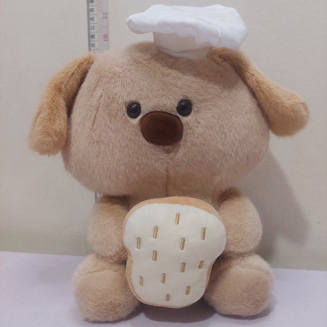 Chef Puppy - Bread Baker Plush Stuffed Toys (Category: Plushies & Soft Toys) located in Pasig City. Submitted by muffinstoysshop (Listing ID 1468357344, Image 1). Description: - Size : 10- INCH / 25 cm - Quantity: 1 pc - Good as new - Cleaned & Sanitized - Good Condition - What you see is what you get! - Item ON HAND ready for shipping - A great gift or collection Please keep following and supporting us, thank you 😊 #ChefPuppy #BreadBakerPlush #