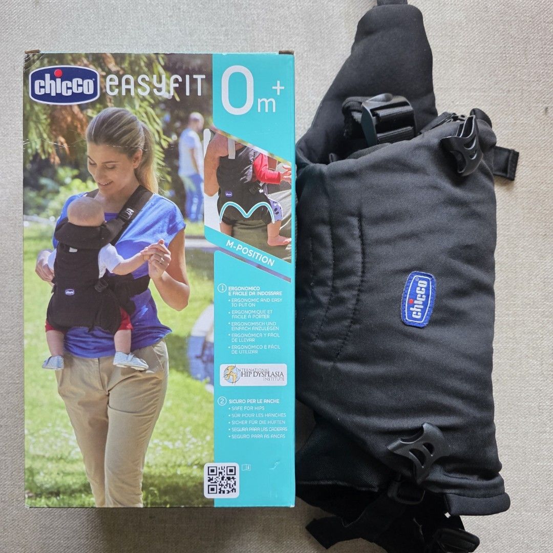 Chicco EasyFit Baby Carrier Black (Category: Carriers & Slings) located in Manila. Submitted by my23686 (Listing ID 1468320305, Image 3). Description: - Brand: Chicco EasyFit Baby Carrier - Color: Classic Black - Age: Suitable for newborns onwards - Position: Ergonomic M-position support, approved by pediatricians and the International Hip Dysplasia Institute - Ease of Use: Wears just like a t-shirt, very simple to adjust - Inclusions: Comes with