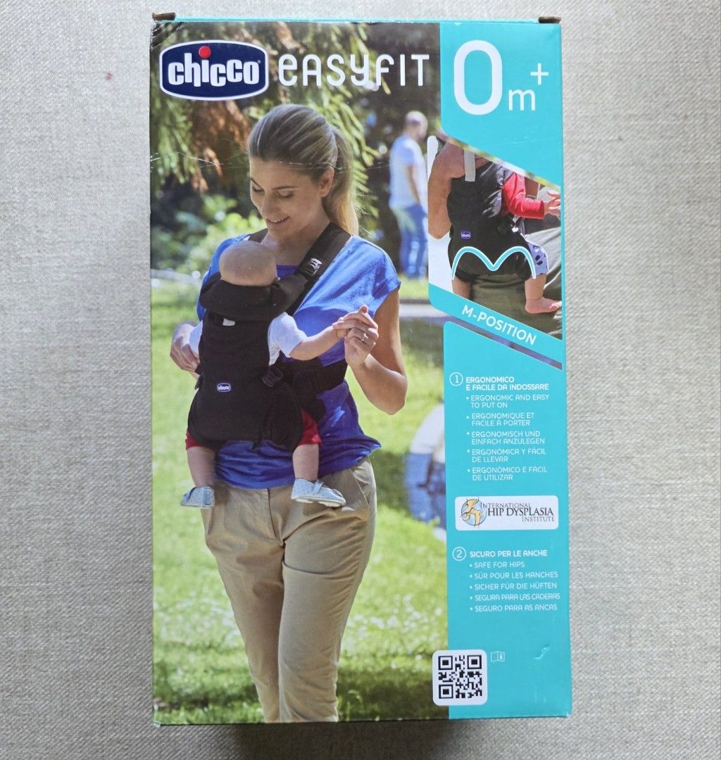 Chicco EasyFit Baby Carrier Black (Category: Carriers & Slings) located in Manila. Submitted by my23686 (Listing ID 1468320305, Image 1). Description: - Brand: Chicco EasyFit Baby Carrier - Color: Classic Black - Age: Suitable for newborns onwards - Position: Ergonomic M-position support, approved by pediatricians and the International Hip Dysplasia Institute - Ease of Use: Wears just like a t-shirt, very simple to adjust - Inclusions: Comes with