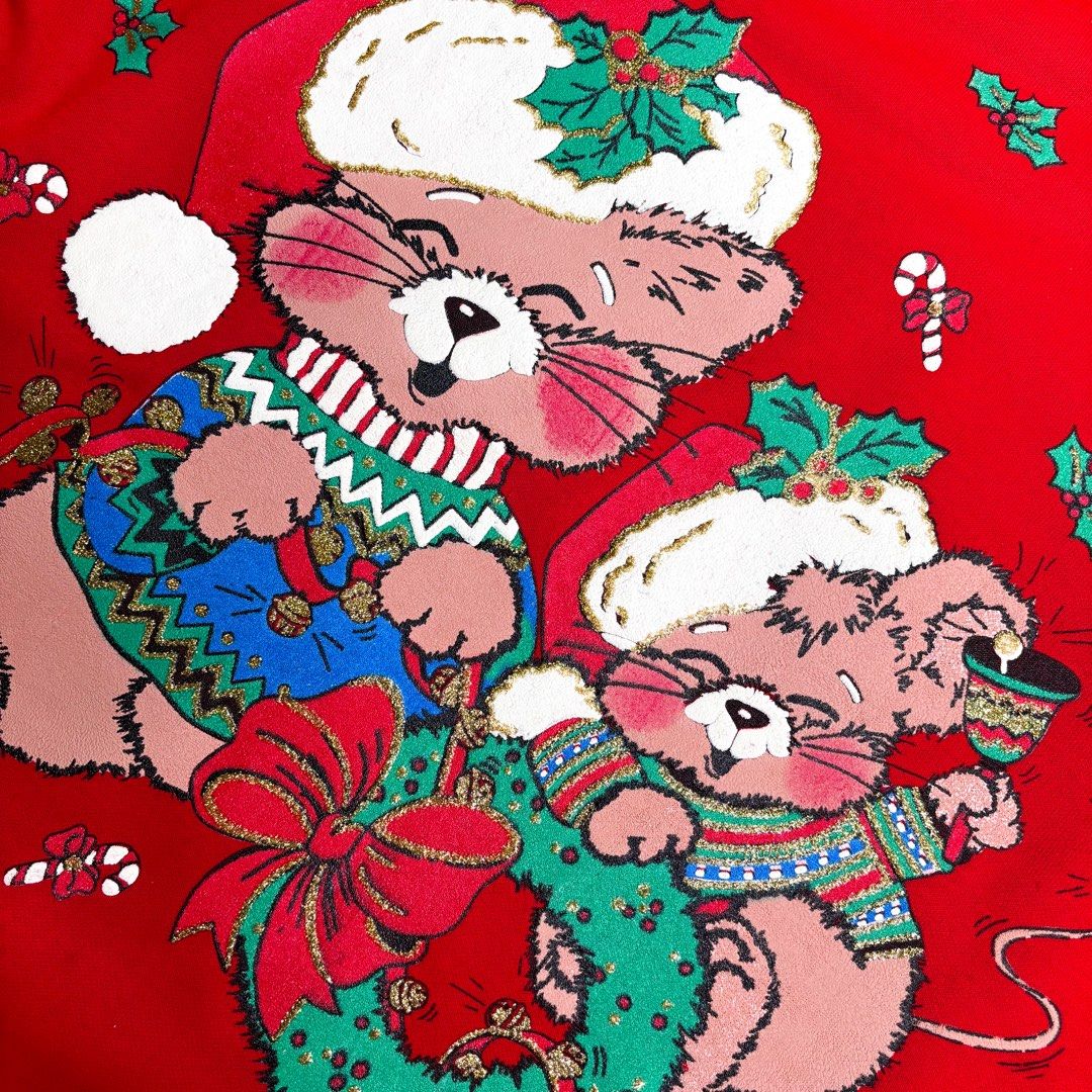 Christmas (Nutcracker) | Sweater. (Category: Coats, Jackets and Outerwear) located in Manila. Submitted by bypiecesandstories (Listing ID 1468324005, Image 3). Description: Christmas (Nutcracker) | Sweater. 699 PHP 🧡 Good Condition Can Fit — Medium to X Large Dimensions — W 26" L 27" A vibrant red Christmas sweater covered in fun, colorful holiday graphics. Perfect for those who love a festive look and want a standout piece for the Christmas sea
