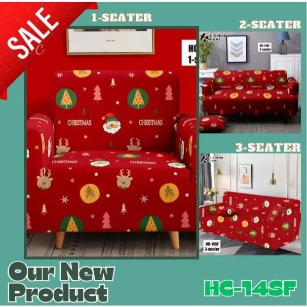 Christmas Theme Elastic Sofa Cover 1 2 3 Seater (Category: Sofas) located in Manila. Submitted by rarewhale_487098 (Listing ID 1468301232, Image 1). Description: - Festive Christmas sofa covers available in 1-seater, 2-seater, and 3-seater sizes - Features joyful holiday patterns including Santa Claus, reindeer, and Christmas trees - High-elasticity slipcovers that easily stretch to fit and protect your furniture - Quick and easy to install, remo