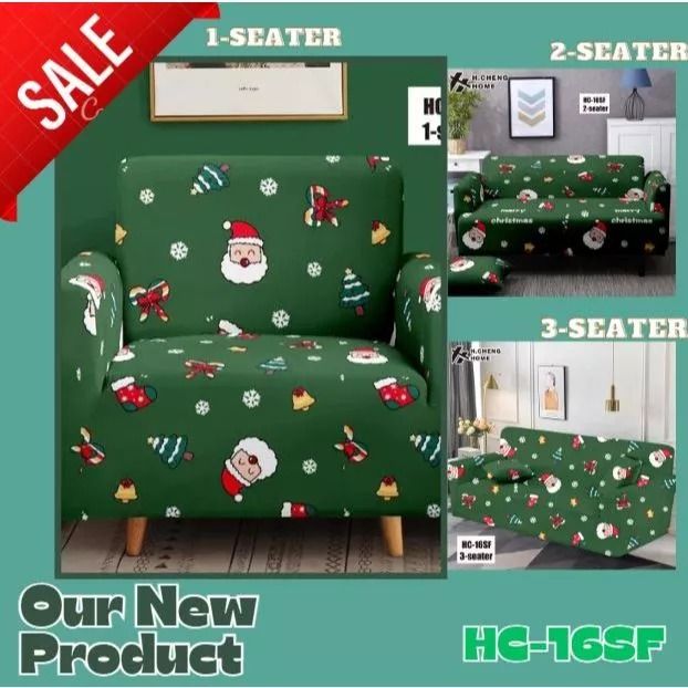 Christmas Theme Elastic Sofa Cover 1 2 3 Seater (Category: Sofas) located in Manila. Submitted by rarewhale_487098 (Listing ID 1468301232, Image 3). Description: - Festive Christmas sofa covers available in 1-seater, 2-seater, and 3-seater sizes - Features joyful holiday patterns including Santa Claus, reindeer, and Christmas trees - High-elasticity slipcovers that easily stretch to fit and protect your furniture - Quick and easy to install, remo