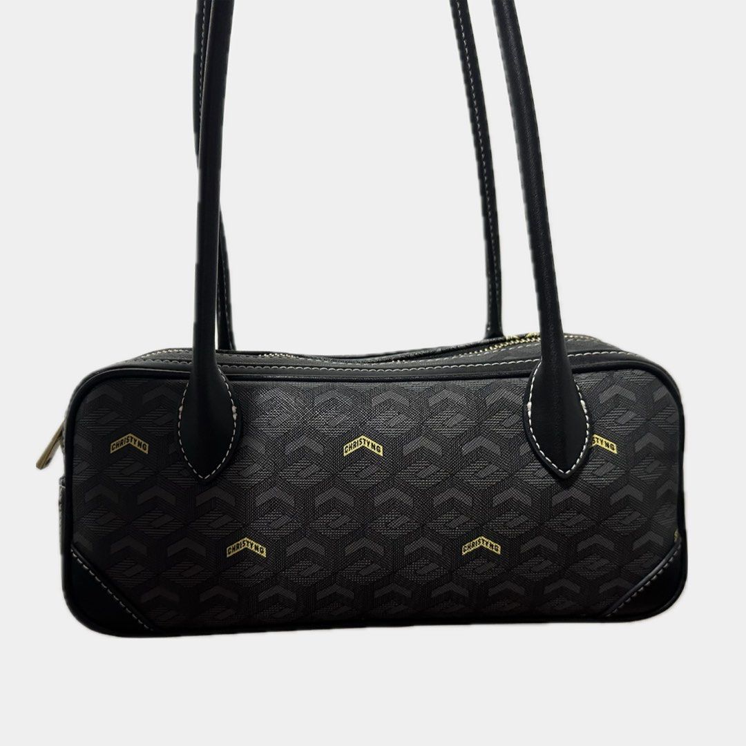 Christy Ng marcelo shoulder bag in Black [version 2] (Category: Shoulder Bags) located in Paranaque City. Submitted by annvzsn (Listing ID 1468499172, Image 2). Description: Color: black Size: 10.5" (L) x 5" (H) x 3.5" (W) Material: vegan leather Bought in: PH (official website) Condition: like new Details: - Version 2 - Oblong shape sized - Coated canvas, vegan leather, and other materials - Gold zipper closure Inclusions: - Original dust bag ♡ 