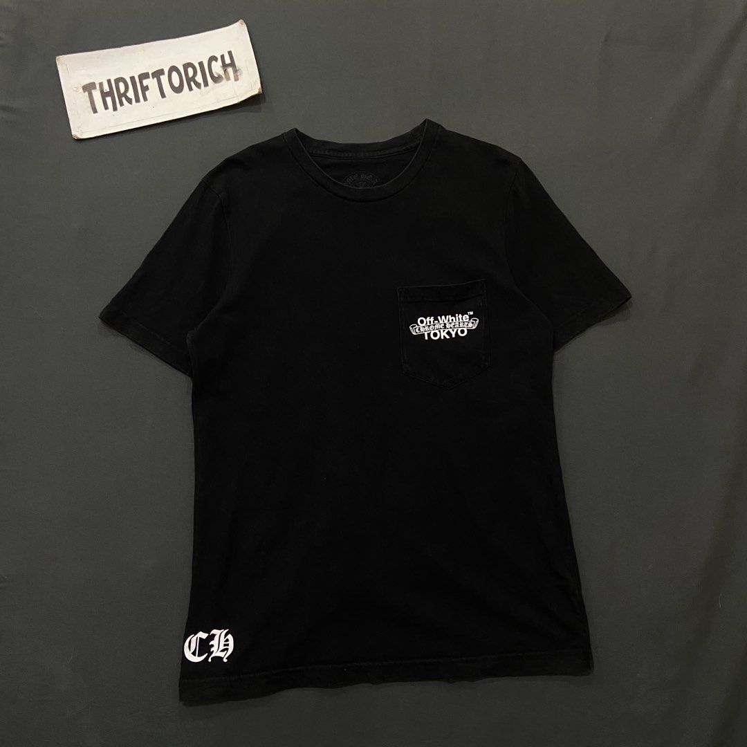 CHROME HEARTSxOFFWHITE POCKET TEE (Category: Tshirts & Polo Shirts ) located in Manila. Submitted by ivan_carbungco (Listing ID 1468453690, Image 1). Description: CHROME HEARTSxOFFWHITE BLACK POCKET TEE 18 by 26.5 GOOD CONDITION NEED WASH MISSING WASH TAG ₱1k CLAIM.