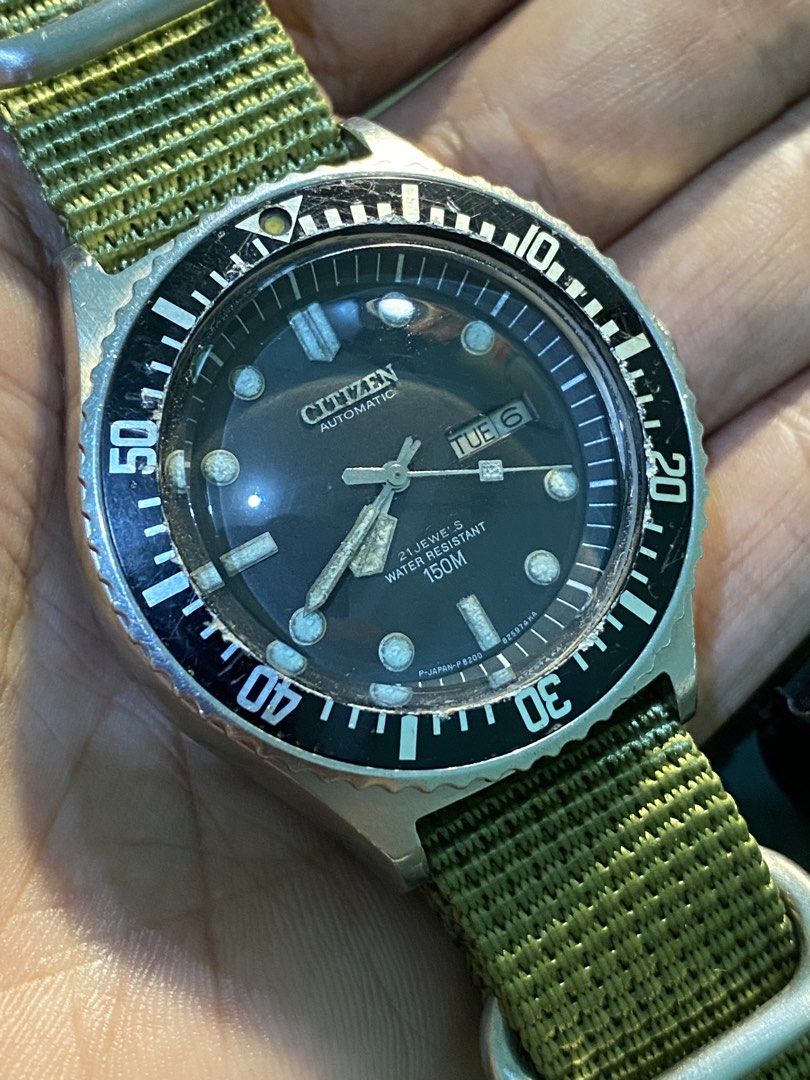 Citizen paddle diver's (Category: Men's Watches) located in Cebu City. Submitted by unoverse_vntg (Listing ID 1468292896, Image 1). Description: Citizen diver's "paddle" 4-822145 GN-4-S Year 1980s Automatic Smooth rotating bezel Working perfect Recently serviced 1 month mechanical warranty .