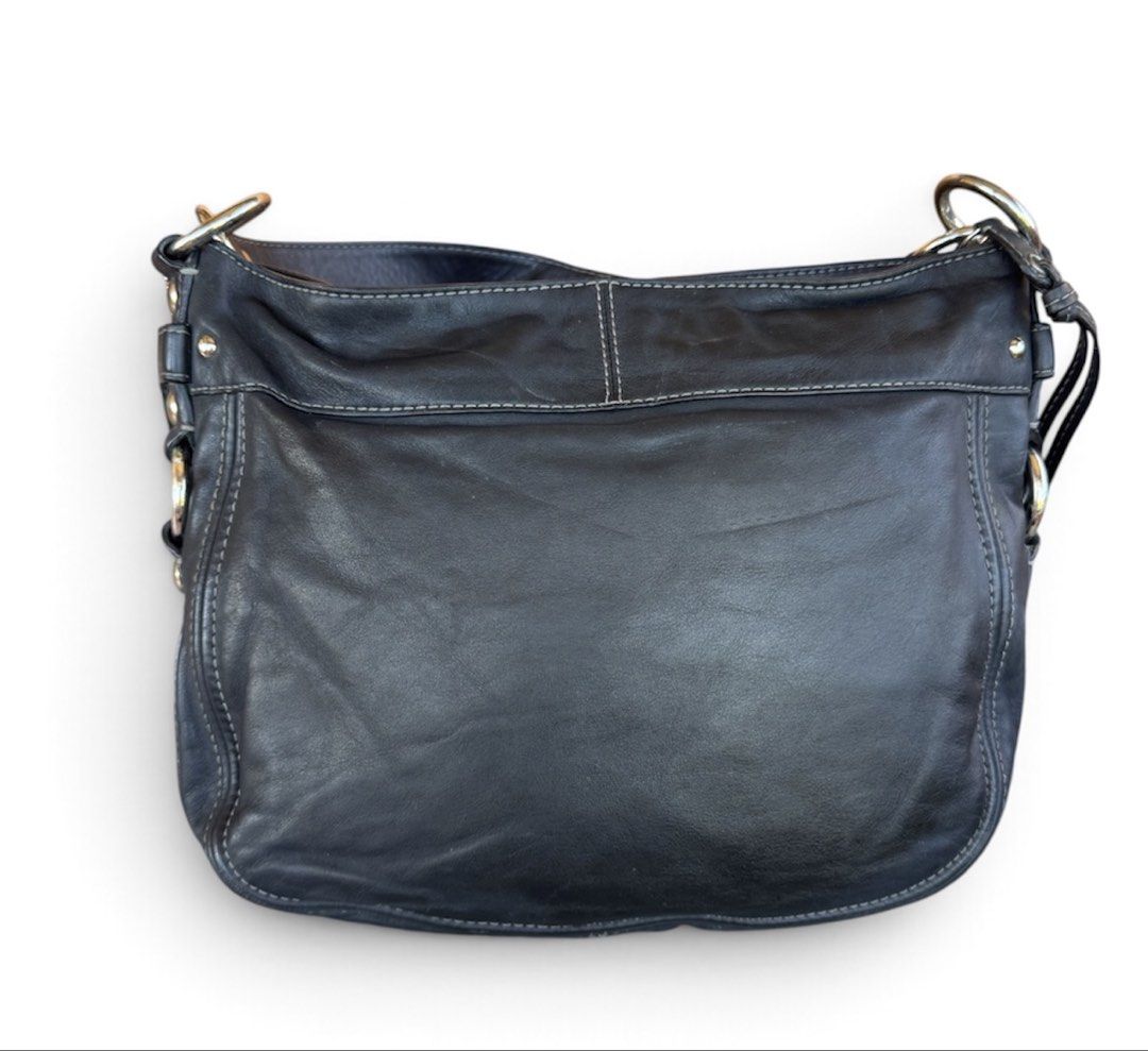 Coach Black Leather Shoulder Bag (Category: Luxury Bags & Wallets) located in Lingayen. Submitted by lux_thrift (Listing ID 1468293384, Image 3). Description: location pangasinan coach “zoe” if im not mistaken about the model approximately 12.5 x 10.5 inches (measured laid flat) has very minimal signs of use very nice in actual.