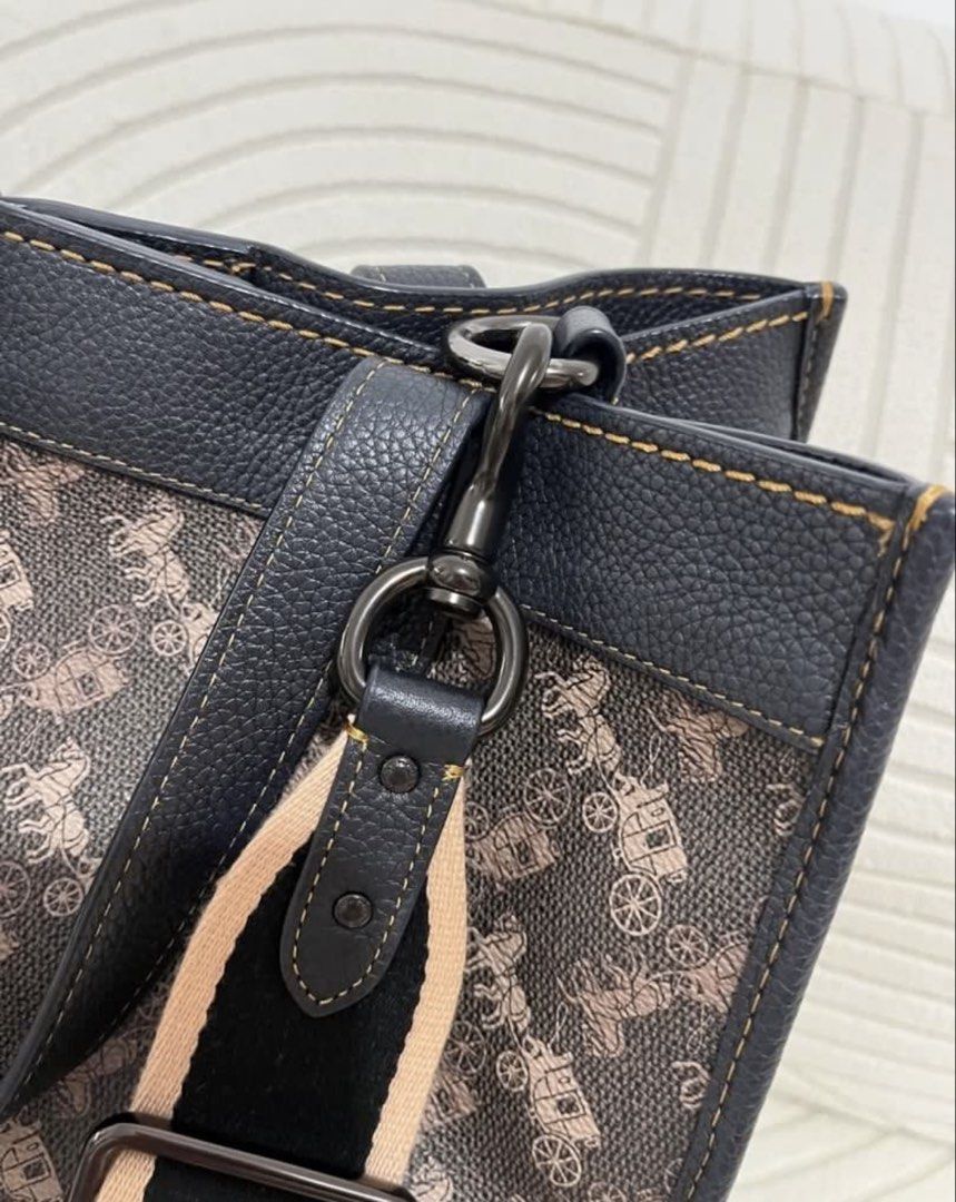 Coach Tote Bag with Strap (Category: Luxury Bags & Wallets) located in Pasig City. Submitted by becca1227 (Listing ID 1468334770, Image 3). Description: - Coach tote bag in brown and black horse and carriage print - Bought from Rustan's for 29k - Double top handles and a wide adjustable fabric shoulder strap - Includes matching leather hangtag - Comes with original white Coach dust bag and care booklet - price slightly negotiable - Mode of Paymen
