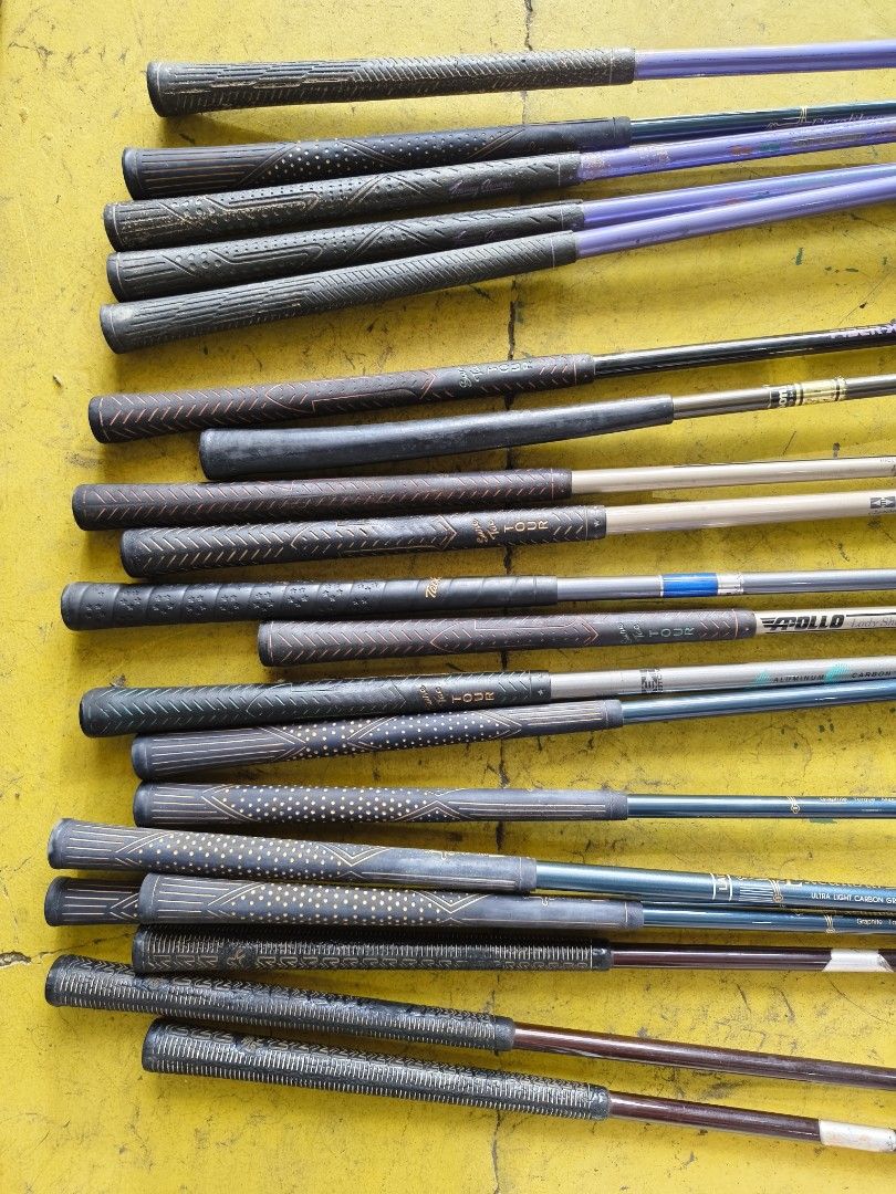 Complete Golf Club Set with Bag (Category: Golf) located in Pasig City. Submitted by maming73 (Listing ID 1468306601, Image 3). Description: - Complete starter golf set: includes woods, irons, and putter - Includes a chic pink and grey stand bag with headcovers for the woods - Shafts feature trusted brands like Apollo and Easton - Condition: Shows normal signs of previous rounds and regular play - Perfect for beginners looking to hit the course s