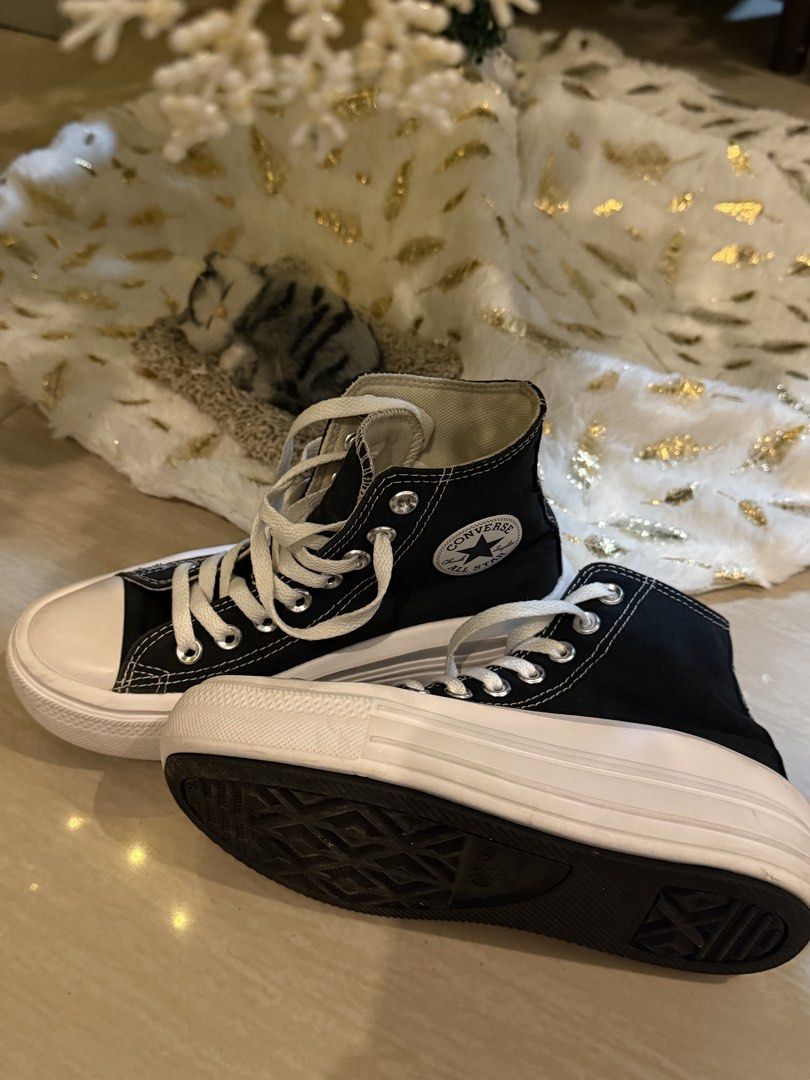 Converse Chuck Taylor All Star Platform High Top Black (Category: Sneakers) located in Manila. Submitted by hearty.y (Listing ID 1468411673, Image 3). Description: - Brand: Converse - Style: Black canvas high top sneakers - Sole: Thick white platform with black underside - Details: Classic white laces, silver metal eyelets, and iconic All Star ankle patch - Versatility: Very wearable everyday shoes perfect for any casual outfit - RFS: DI NAMAN NA