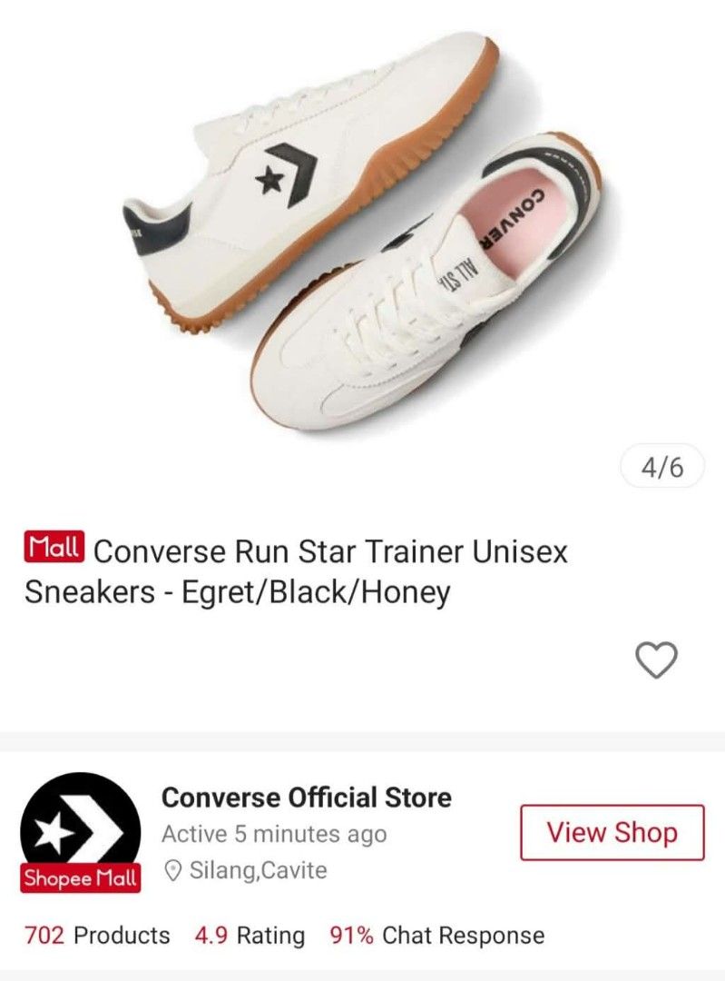 Converse Run Star Trainer (Category: Sneakers) located in Pasig City. Submitted by Quelle (Listing ID 1468387428, Image 3). Description: - Colorway: Egret - Size: US 5 / Women's 6.5 / UK 4.5 / EUR 37.5 / 23 CM (see picture) - Material: Premium canvas upper with durable suede overlays - Condition: Like New - Tried on once but never worn outside -Bought from the Converse Official Store in the orange app - Bought for 3,235php - RFS: too big for me -