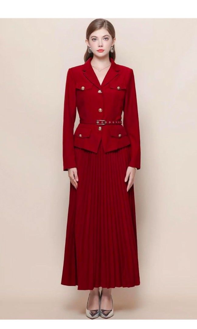 Coords blazer and pleated skirt (Category: Sets or Coordinates) located in Binan City. Submitted by jhengsclothingshop (Listing ID 1468292968, Image 2). Description: 27 inches wiastline.