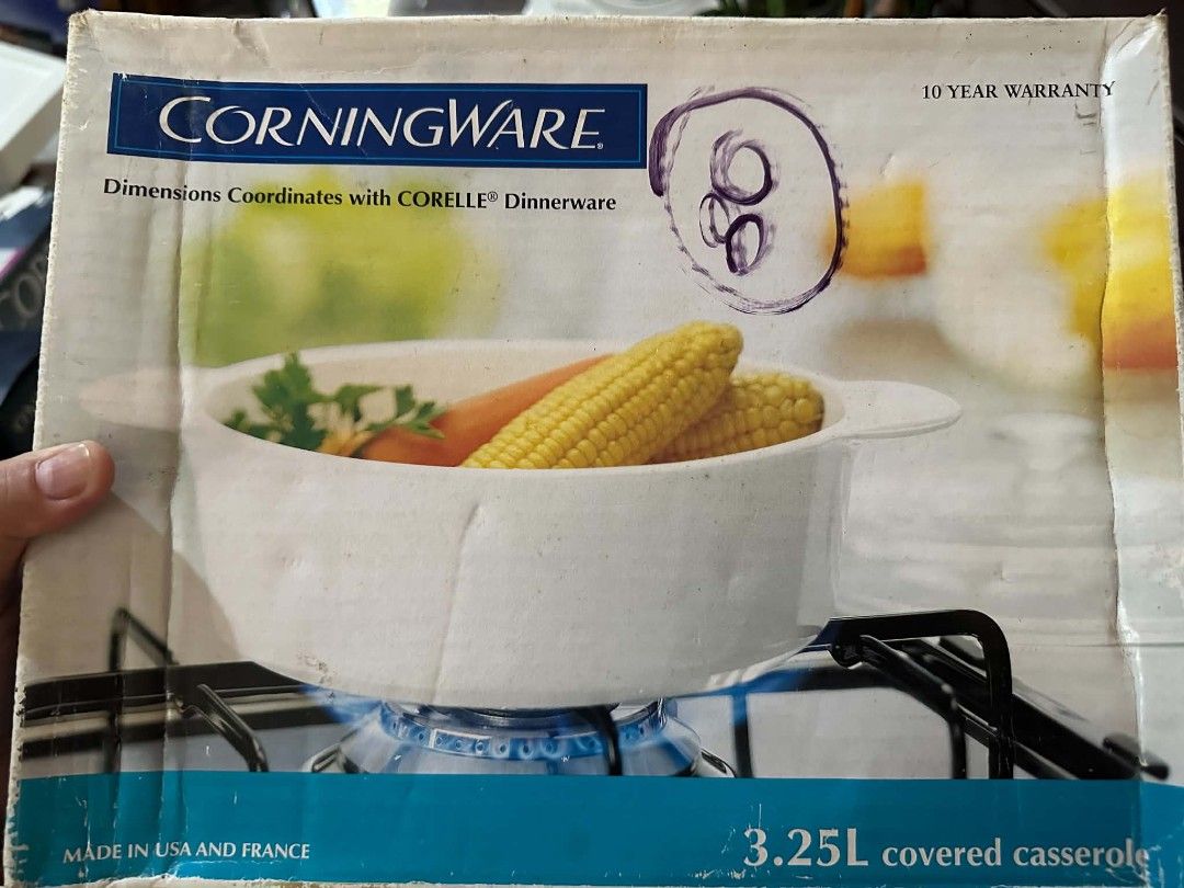 Corning Ware Cookware (Category: Cookware & Accessories) located in Las Pinas. Submitted by calmwolf_2a8740 (Listing ID 1468290224, Image 1). Description: Corning Ware Cookware oven, stove top, microwave, freezer safe to use Never been used No issue 3.25 Liters with clear glass lid.