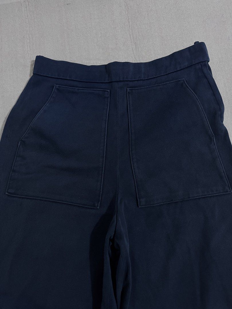 COS Navy Blue Cotton Pants (Category: Trousers) located in Baguio. Submitted by gbwardrobe (Listing ID 1468331655, Image 1). Description: - Brand: COS - Color: Navy blue - Size: EUR 34 / CN 160/64A - Material: 100% cotton (Made in Turkey) - Fit: Straight leg cut with a structured waistband and button closure - Details: Clean back pockets, minimal design - Condition/Style: Versatile daily staple piece.