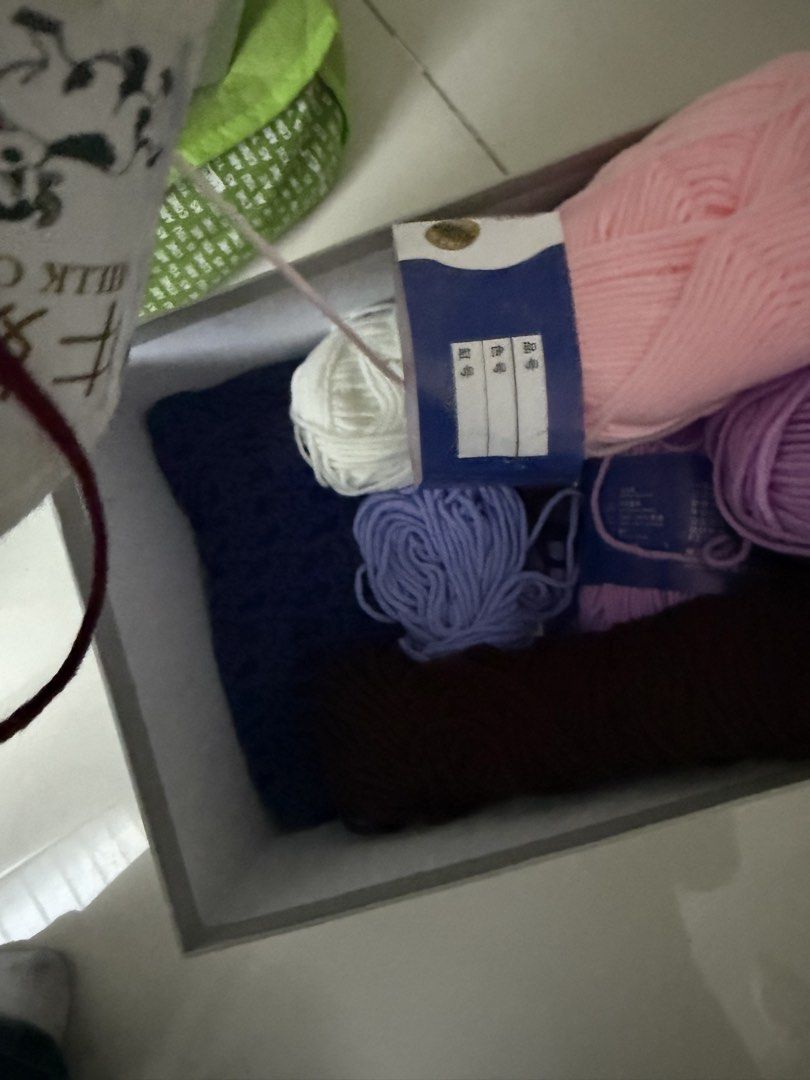 Cotton yarn 5 ply [TAKE ALL WITH BOX] (Category: Handmade Craft) located in Imus. Submitted by tinenen (Listing ID 1468340743, Image 1). Description: cotton yarn bought on orange app shipping fee is paid by buyer.