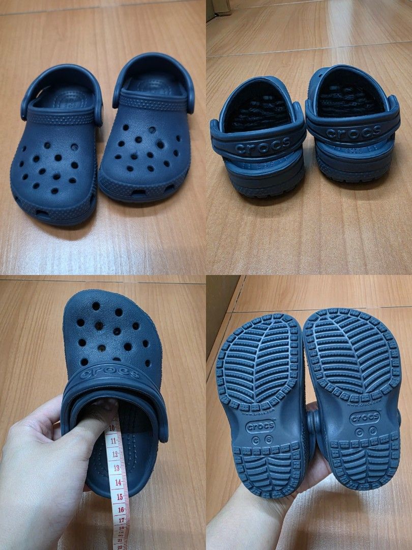 Crocs (C6, C7, C8) (Category: Babies & Kids Fashion) located in Rizal. Submitted by dainsb (Listing ID 1468448676, Image 1). Description: Crocs (Navy; C6) • P950 • VGUC w/ normal signs of usage Crocs (Bone; C6) • P950 • VGUC w/ normal signs of usage Crocs (Navy; C7) • P950 • VGUC w/ normal signs of usage Crocs (Bone; C7) • P450 • Issue: crack/damage on the sole due to getting caught in the escalator Crocs (Bone; C8) • P950 • VGUC w/ normal signs 