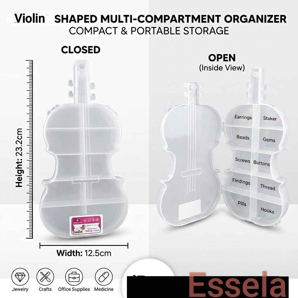 Cute Shape Multi-Compartment Storage Organizer Box (Category: Storage Boxes & Baskets) located in Malabon City. Submitted by ph_ohkaye (Listing ID 1468423268, Image 2). Description: - Adorable transparent designs: Heart, Bear, Violin, and Bow - Multiple individual compartments to keep small items neatly separated - Clear plastic material lets you spot contents instantly - Secure snap closure ensures items stay safely inside - Perfect for organizi